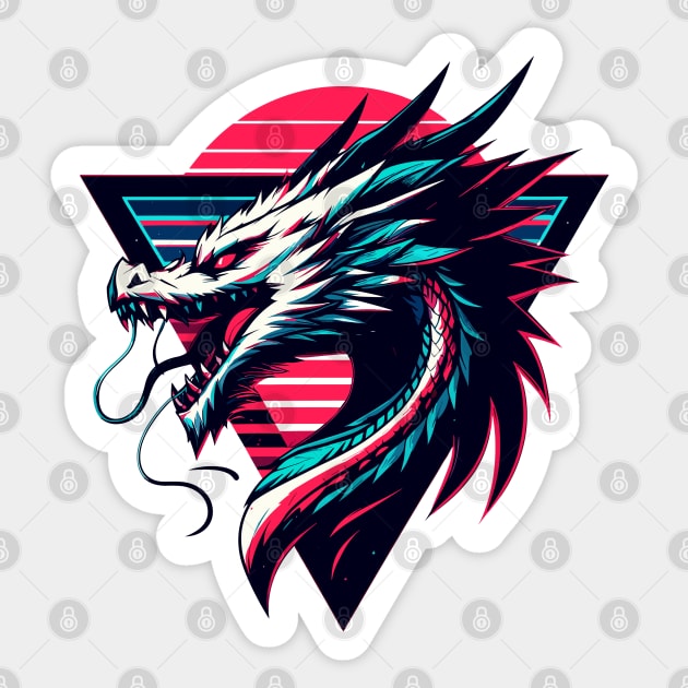 Cool Neon Retro dragon magical Creature Sticker by TomFrontierArt